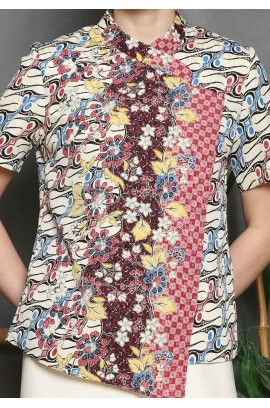 Lyne Halim Blouse Batik Dobby Janggan Lereng – Atasan Wanita Elegan Modern, BLO-8471